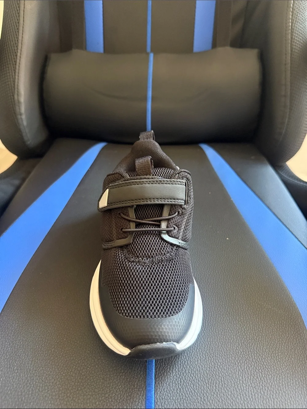 Kids Black Mesh Sneaker with Easy Hook-and-Loop Strap